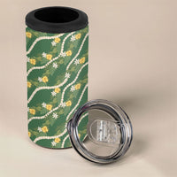 Hawaiian Pikake Maile Lei 4 in 1 Can Cooler Tumbler Tiare Hibiscus Kalo Palapalai Leaf Green LT19 - Polynesian Pride