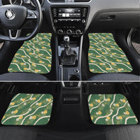 Hawaiian Pikake Maile Lei Car Mats Tiare Hibiscus Kalo Palapalai Leaf Green
