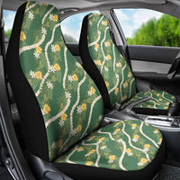 Hawaiian Pikake Maile Lei Car Seat Cover Tiare Hibiscus Kalo Palapalai Leaf Green LT19 - Polynesian Pride