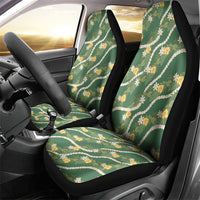 Hawaiian Pikake Maile Lei Car Seat Cover Tiare Hibiscus Kalo Palapalai Leaf Green LT19 - Polynesian Pride