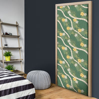 Hawaiian Pikake Maile Lei Door Cover Tiare Hibiscus Kalo Palapalai Leaf Green LT19 - Polynesian Pride