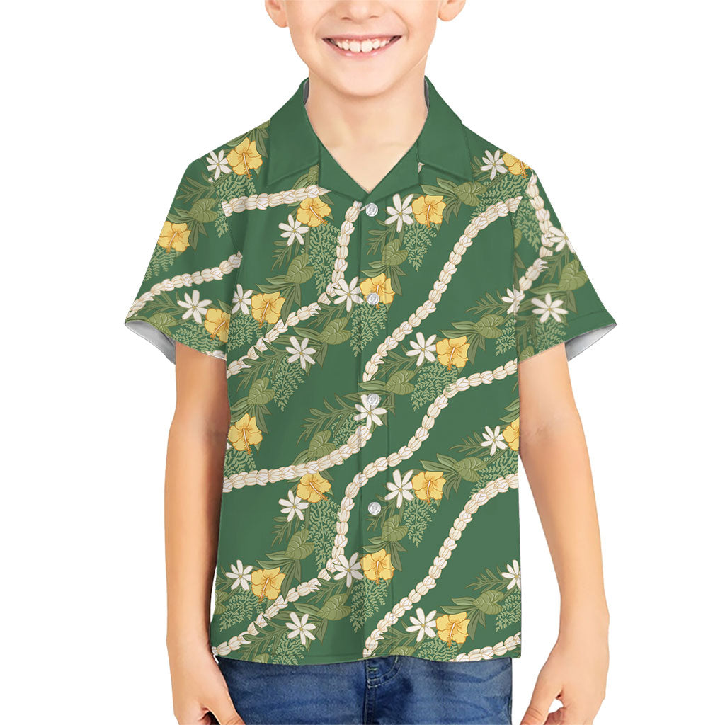 Hawaiian Pikake Maile Lei Hawaiian Shirt Tiare Hibiscus Kalo Palapalai Leaf Green LT19 - Polynesian Pride