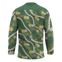 Hawaiian Pikake Maile Lei Hockey Jersey Tiare Hibiscus Kalo Palapalai Leaf Green LT19 - Polynesian Pride
