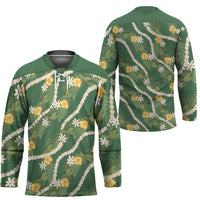 Hawaiian Pikake Maile Lei Hockey Jersey Tiare Hibiscus Kalo Palapalai Leaf Green LT19 - Polynesian Pride