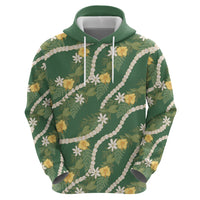 Hawaiian Pikake Maile Lei Hoodie Tiare Hibiscus Kalo Palapalai Leaf Green LT19 - Polynesian Pride
