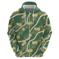 Hawaiian Pikake Maile Lei Hoodie Tiare Hibiscus Kalo Palapalai Leaf Green LT19 - Polynesian Pride
