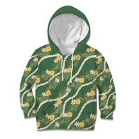Hawaiian Pikake Maile Lei Kid Hoodie Tiare Hibiscus Kalo Palapalai Leaf Green LT19 Hoodie Green - Polynesian Pride