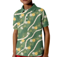 Hawaiian Pikake Maile Lei Kid Polo Shirt Tiare Hibiscus Kalo Palapalai Leaf Green LT19 Kid Green - Polynesian Pride
