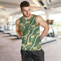 Hawaiian Pikake Maile Lei Men Tank Top Tiare Hibiscus Kalo Palapalai Leaf Green LT19 Green - Polynesian Pride