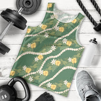 Hawaiian Pikake Maile Lei Men Tank Top Tiare Hibiscus Kalo Palapalai Leaf Green LT19 - Polynesian Pride