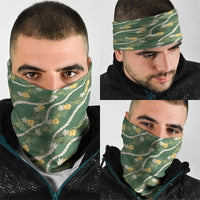 Hawaiian Pikake Maile Lei Neck Gaiter Tiare Hibiscus Kalo Palapalai Leaf Green