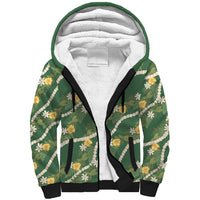 Hawaiian Pikake Maile Lei Sherpa Hoodie Tiare Hibiscus Kalo Palapalai Leaf Green LT19 Unisex Green - Polynesian Pride