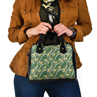 Hawaiian Pikake Maile Lei Shoulder Handbag Tiare Hibiscus Kalo Palapalai Leaf Green