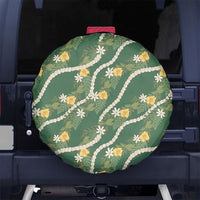 Hawaiian Pikake Maile Lei Spare Tire Cover Tiare Hibiscus Kalo Palapalai Leaf Green LT19 No hole Green - Polynesian Pride
