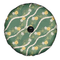 Hawaiian Pikake Maile Lei Spare Tire Cover Tiare Hibiscus Kalo Palapalai Leaf Green LT19 - Polynesian Pride