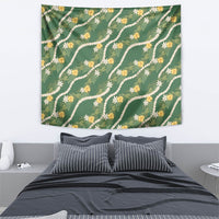 Hawaiian Pikake Maile Lei Tapestry Tiare Hibiscus Kalo Palapalai Leaf Green