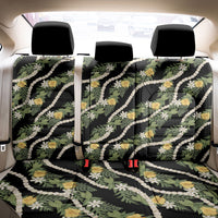 Hawaiian Pikake Maile Lei Back Car Seat Cover Tiare Hibiscus Kalo Palapalai Leaf Black LT19 - Polynesian Pride