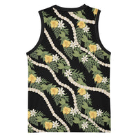 Hawaiian Pikake Maile Lei Basketball Jersey Tiare Hibiscus Kalo Palapalai Leaf Black LT19 - Polynesian Pride