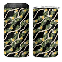 Hawaiian Pikake Maile Lei 4 in 1 Can Cooler Tumbler Tiare Hibiscus Kalo Palapalai Leaf Black LT19 One Size: 16 oz Black - Polynesian Pride