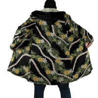 Hawaiian Pikake Maile Lei Cloak Tiare Hibiscus Kalo Palapalai Leaf Black
