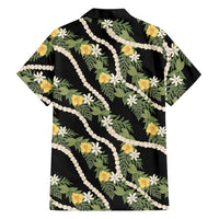 Hawaiian Pikake Maile Lei Hawaiian Shirt Tiare Hibiscus Kalo Palapalai Leaf Black LT19 - Polynesian Pride