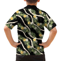 Hawaiian Pikake Maile Lei Hawaiian Shirt Tiare Hibiscus Kalo Palapalai Leaf Black LT19 - Polynesian Pride