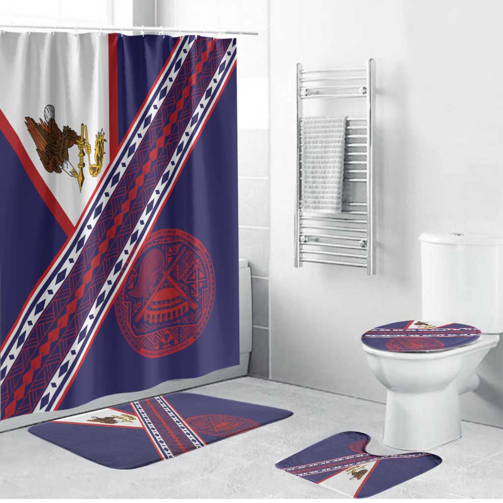 American Samoa Flag Day Bathroom Set Polynesian Tribal Tattoo Eagle Art