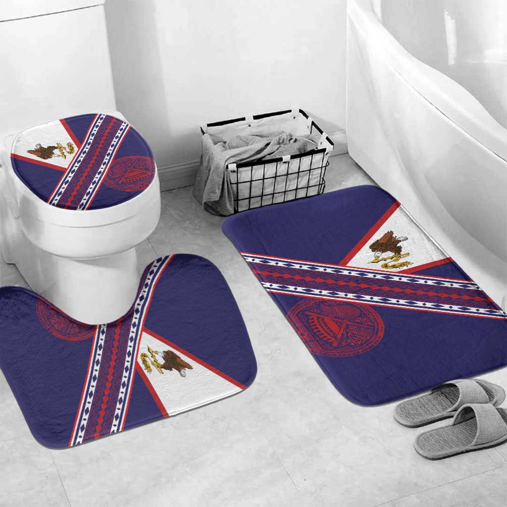 American Samoa Flag Day Bathroom Set Polynesian Tribal Tattoo Eagle Art