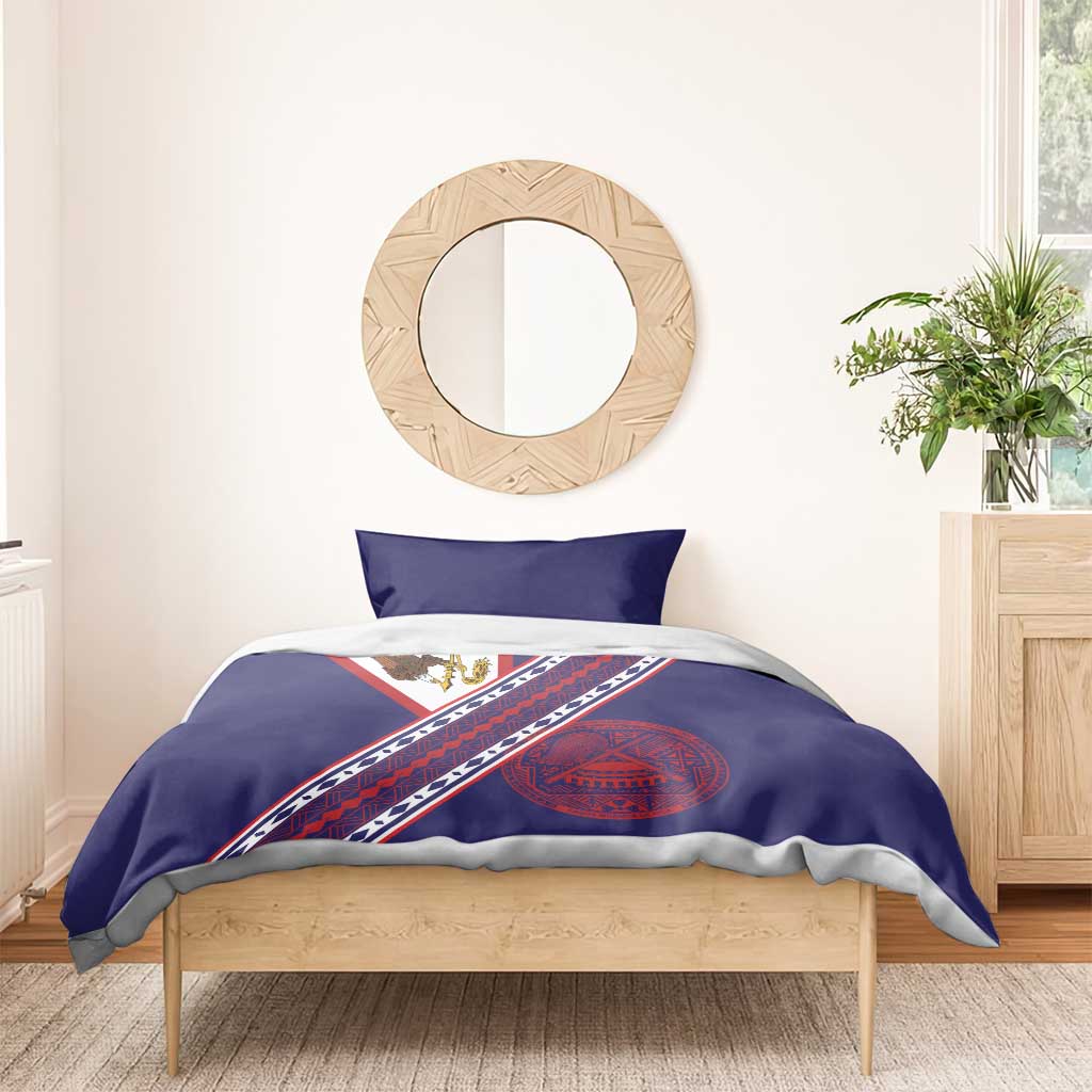 American Samoa Flag Day Bedding Set Polynesian Tribal Tattoo Eagle Art