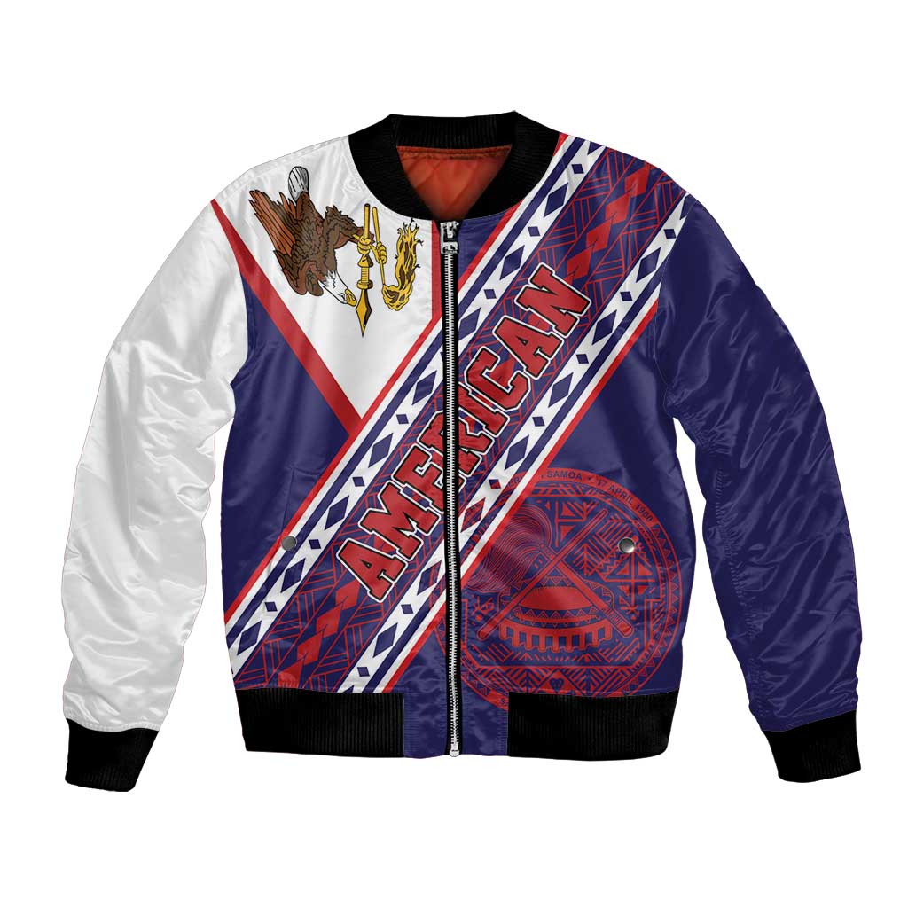 American Samoa Flag Day Bomber Jacket Polynesian Tribal Tattoo Eagle Art