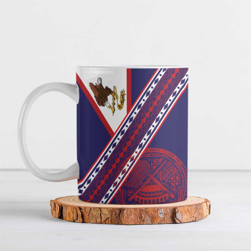 American Samoa Flag Day Ceramic Mug Polynesian Tribal Tattoo Eagle Art