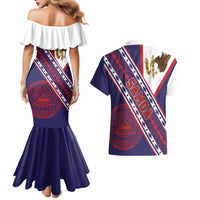 American Samoa Flag Day Couples Matching Mermaid Dress and Hawaiian Shirt Polynesian Tribal Tattoo Eagle Art LT19 - Polynesian Pride