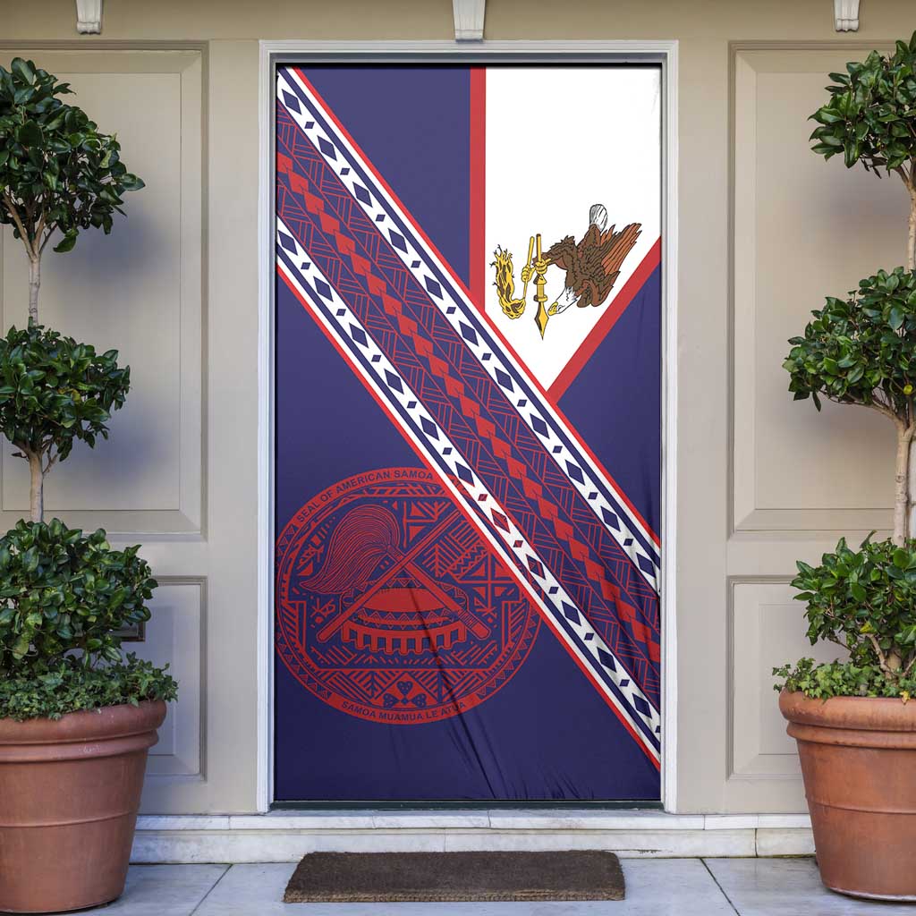 American Samoa Flag Day Door Cover Polynesian Tribal Tattoo Eagle Art LT19 Navy - Polynesian Pride