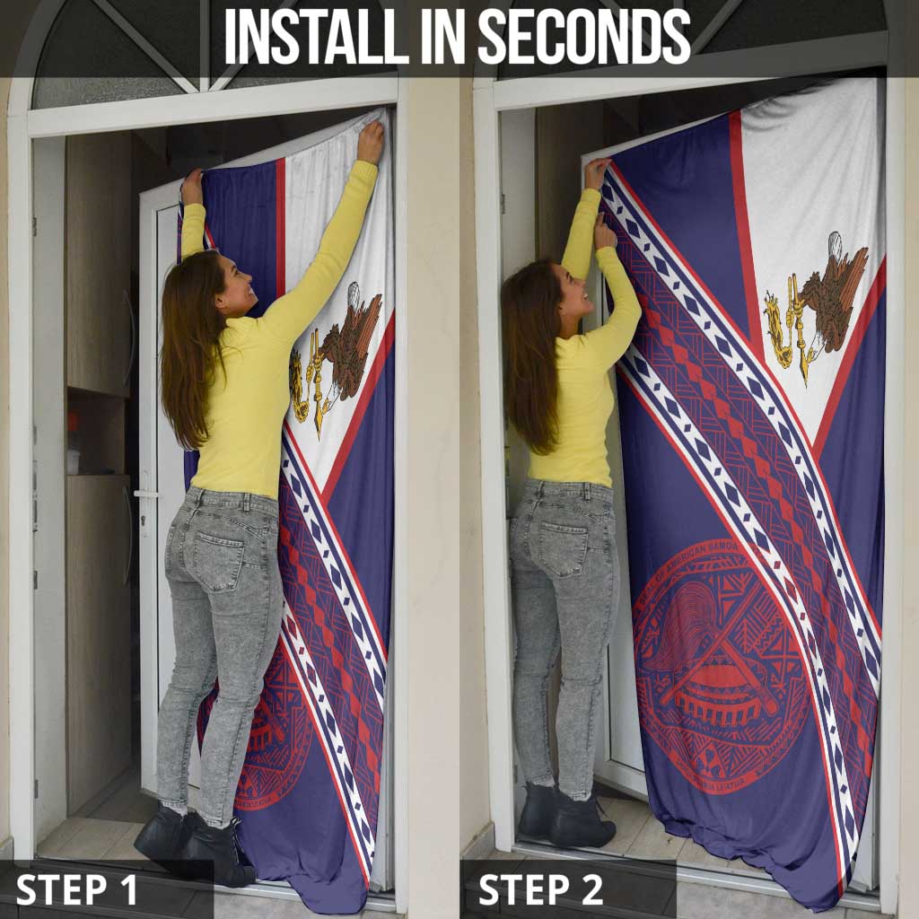 American Samoa Flag Day Door Cover Polynesian Tribal Tattoo Eagle Art LT19 - Polynesian Pride