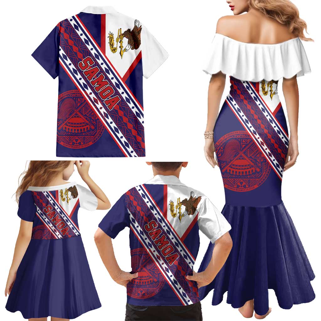American Samoa Flag Day Family Matching Mermaid Dress and Hawaiian Shirt Polynesian Tribal Tattoo Eagle Art LT19 - Polynesian Pride