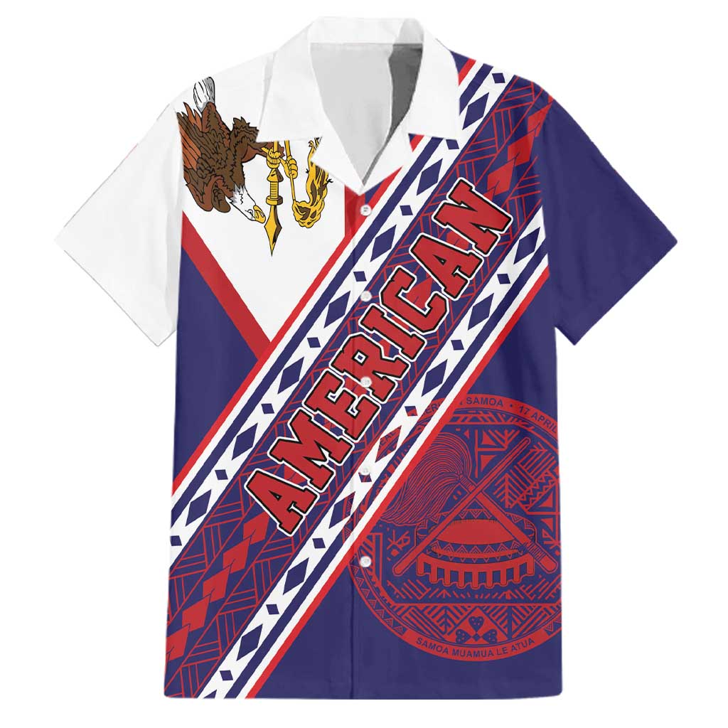 American Samoa Flag Day Family Matching Tank Maxi Dress and Hawaiian Shirt Polynesian Tribal Tattoo Eagle Art LT19 Dad's Shirt - Short Sleeve Navy - Polynesian Pride