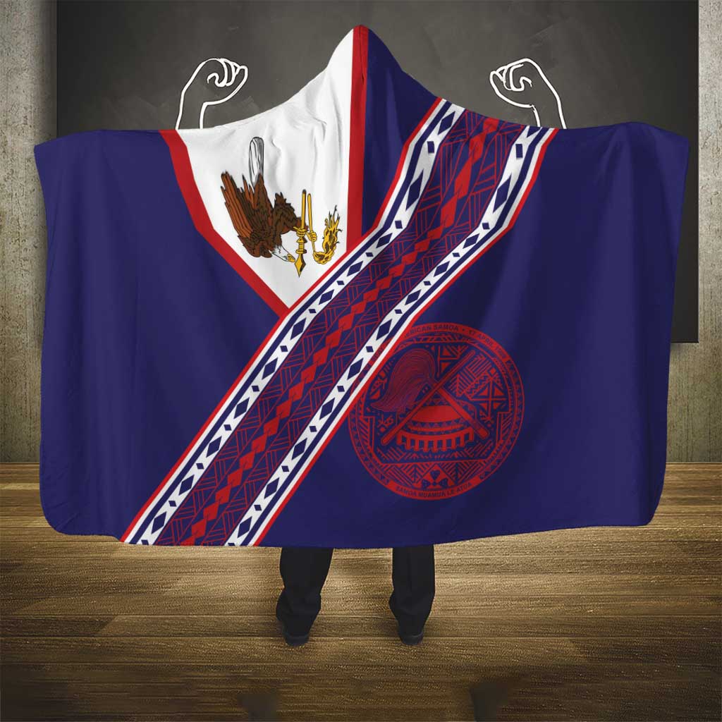American Samoa Flag Day Hooded Blanket Polynesian Tribal Tattoo Eagle Art
