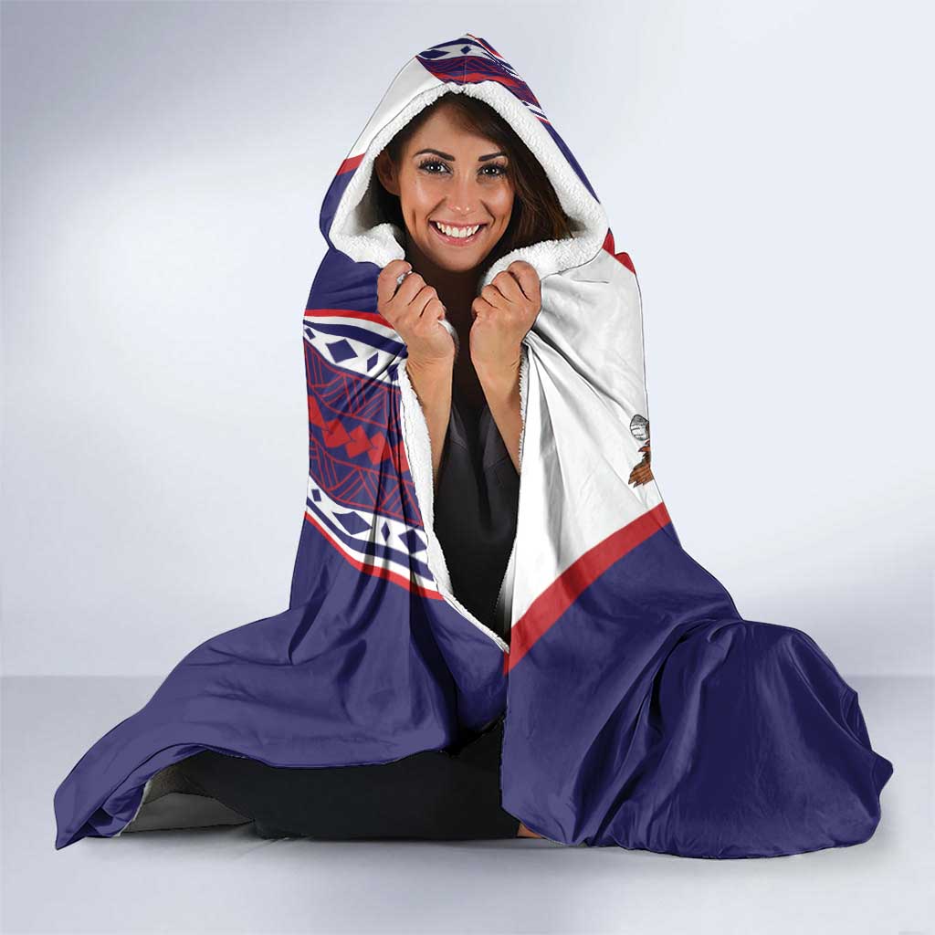 American Samoa Flag Day Hooded Blanket Polynesian Tribal Tattoo Eagle Art