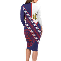 American Samoa Flag Day Long Sleeve Bodycon Dress Polynesian Tribal Tattoo Eagle Art LT19 - Polynesian Pride