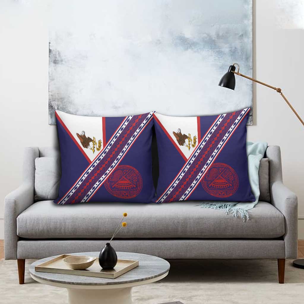 American Samoa Flag Day Pillow Cover Polynesian Tribal Tattoo Eagle Art