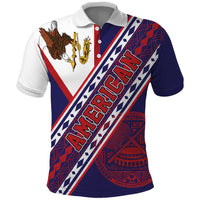 American Samoa Flag Day Polo Shirt Polynesian Tribal Tattoo Eagle Art