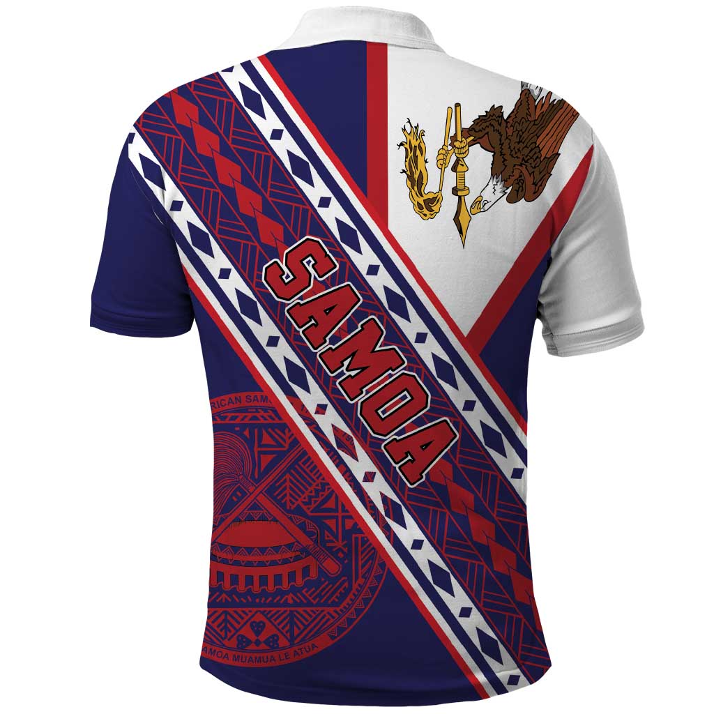 American Samoa Flag Day Polo Shirt Polynesian Tribal Tattoo Eagle Art