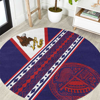 American Samoa Flag Day Round Carpet Polynesian Tribal Tattoo Eagle Art
