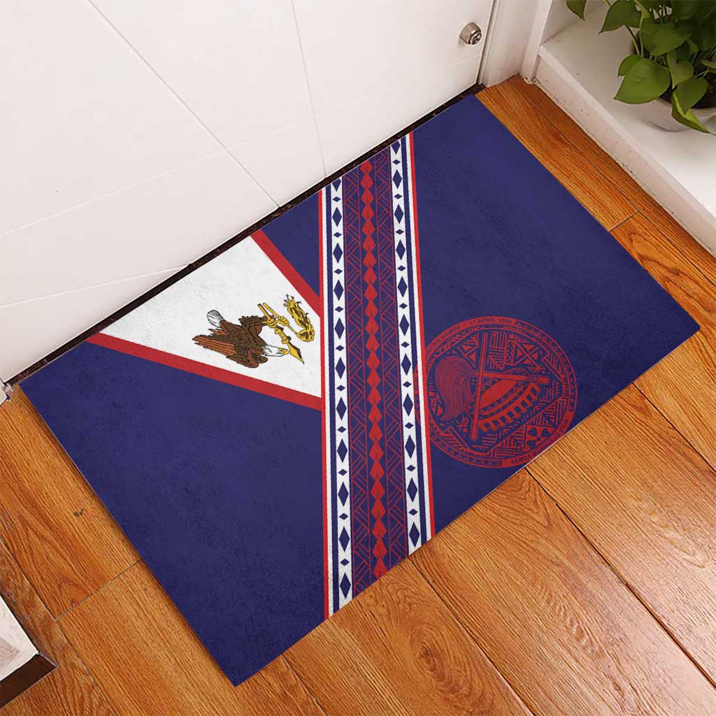 American Samoa Flag Day Rubber Doormat Polynesian Tribal Tattoo Eagle Art