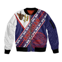 American Samoa Flag Day Sleeve Zip Bomber Jacket Polynesian Tribal Tattoo Eagle Art