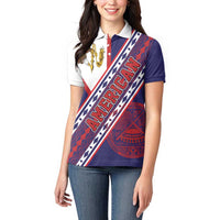 American Samoa Flag Day Women Polo Shirt Polynesian Tribal Tattoo Eagle Art