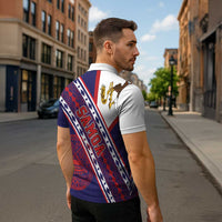 American Samoa Flag Day Zipper Polo Shirt Polynesian Tribal Tattoo Eagle Art