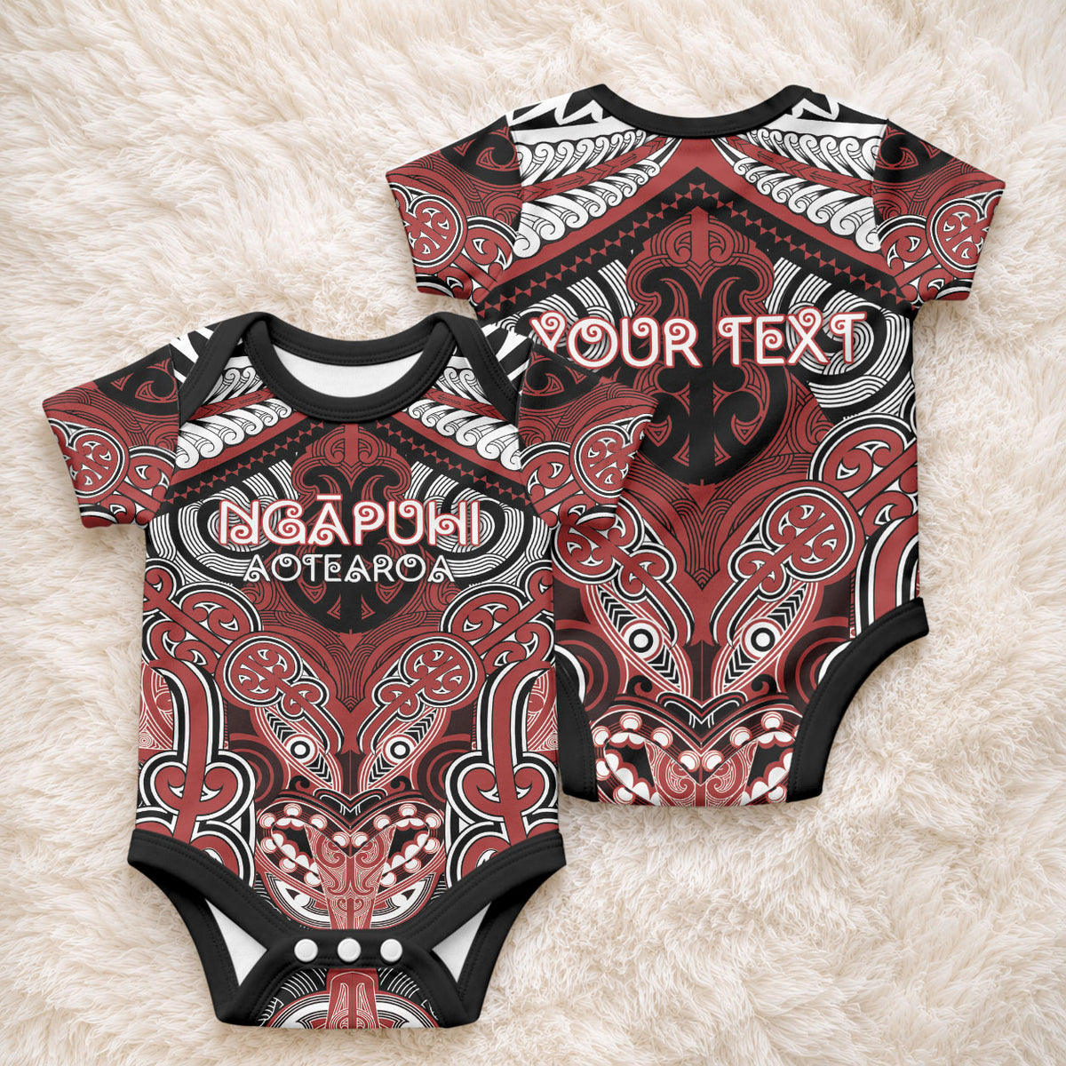 Aotearoa Iwi Ngapuhi Personalised Baby Onesie Maori Kowhaiwhai Pattern LT19 - Polynesian Pride