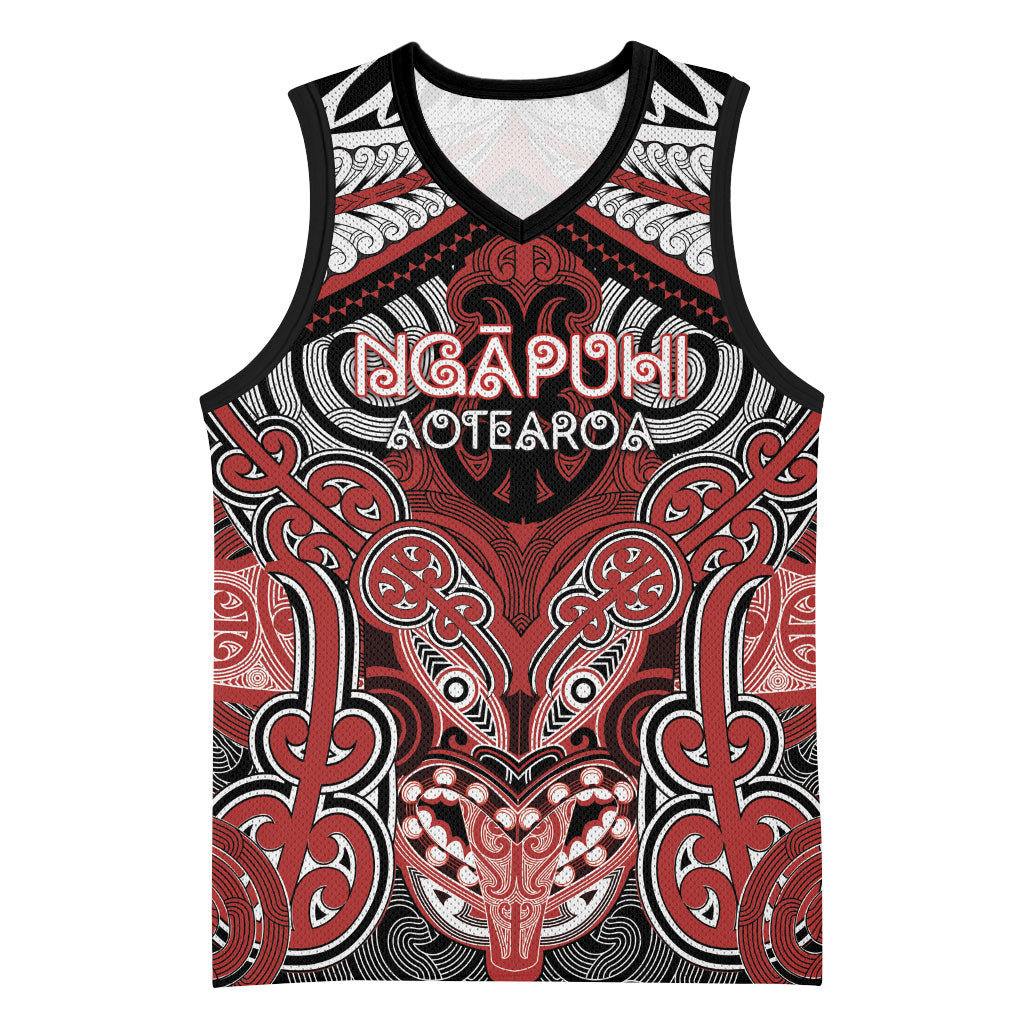 Aotearoa Iwi Ngapuhi Personalised Basketball Jersey Maori Kowhaiwhai Pattern LT19 Unisex Red - Polynesian Pride