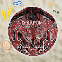 Aotearoa Iwi Ngapuhi Beach Blanket Maori Kowhaiwhai Pattern LT19 One Size 150cm Red - Polynesian Pride
